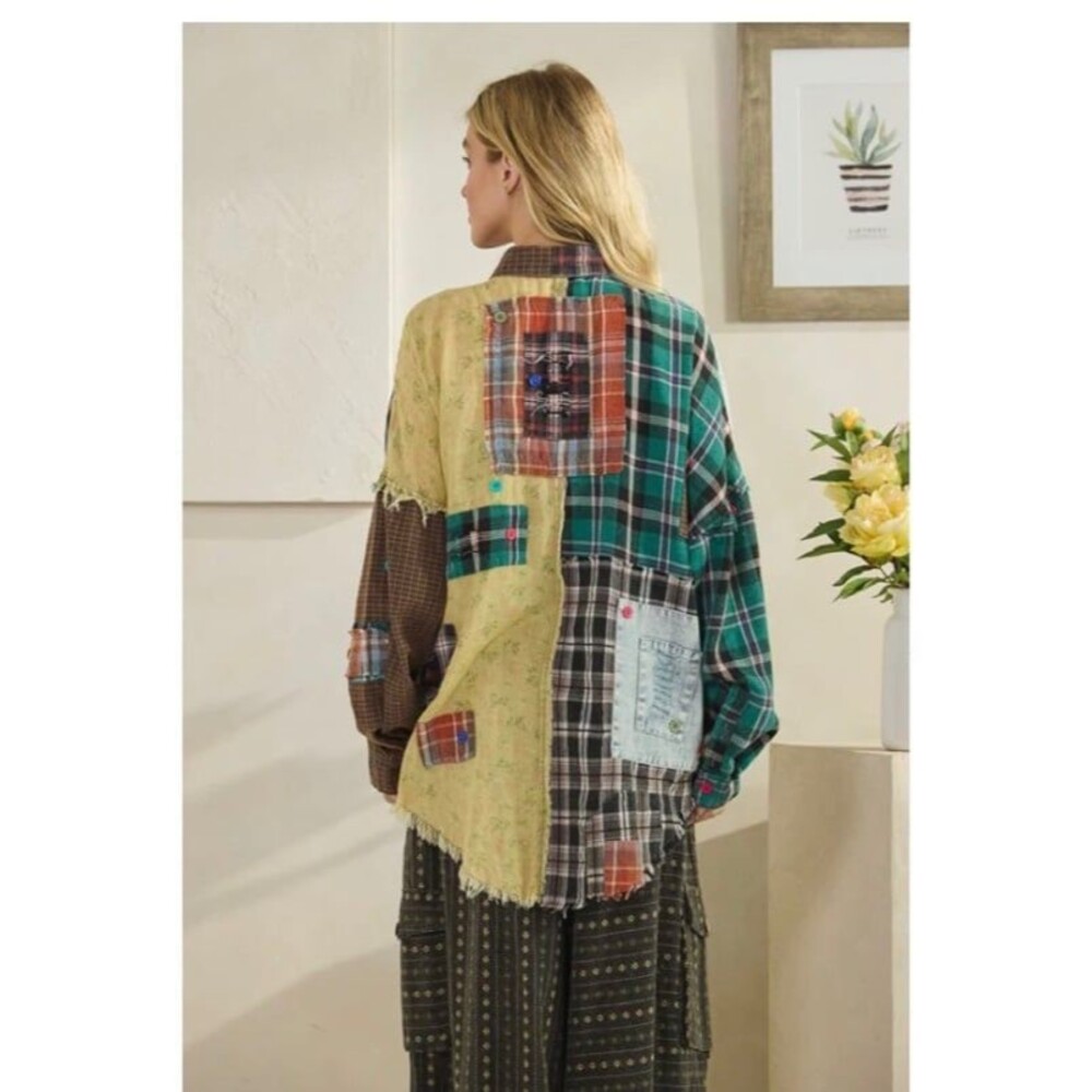 Oli & Hali top Oli and Hali button down shirt shacket boho womens size large NEW - Picture 4 of 10